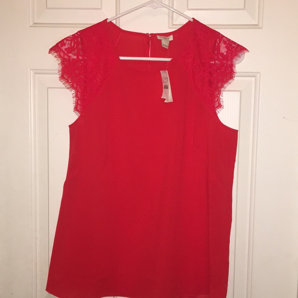 JCREW Red Lace Tank Top
